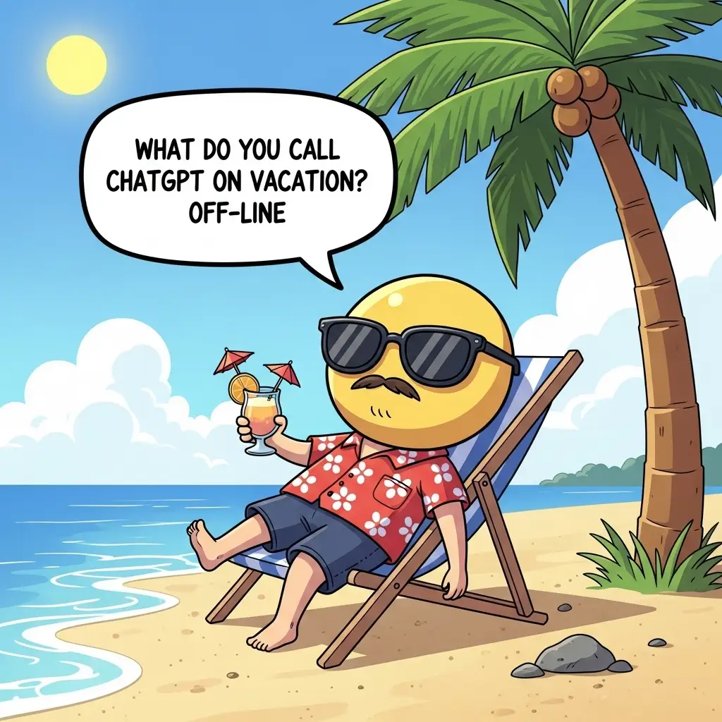 ChatGPT Dad Jokes What do you call ChatGPT on vacation Off-line.
