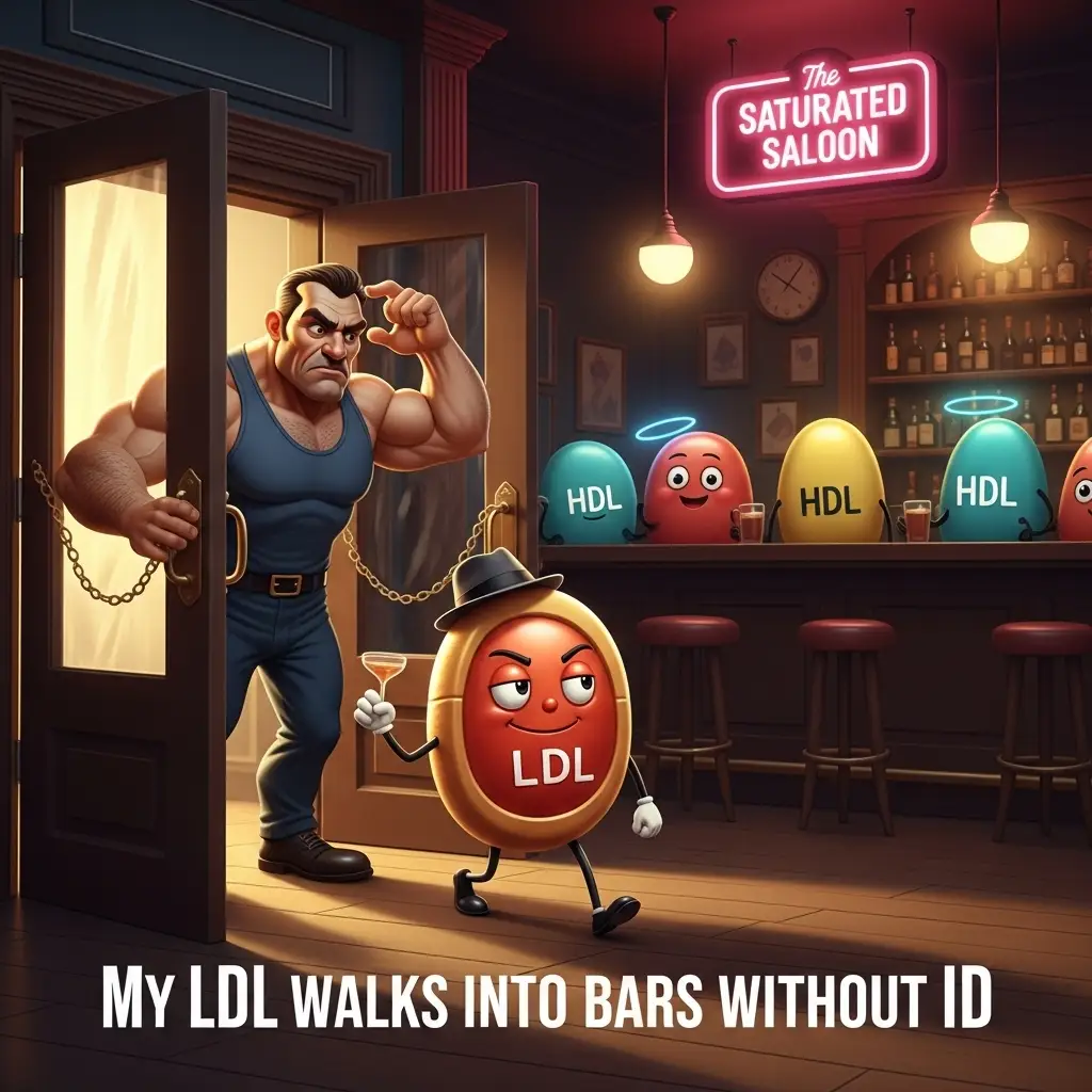 Funny Cholesterol Jokes My LDL walks into bars without ID.
