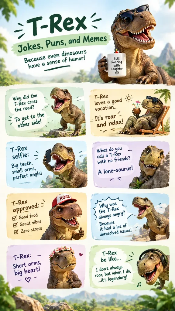 T-Rex jokes, puns, and funny dinosaur meme ideas